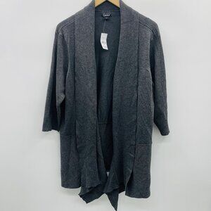 Simply Emma Womens Plus Size 2X Angled Ribbed Cardigan Sweater in‎ Dark Gray